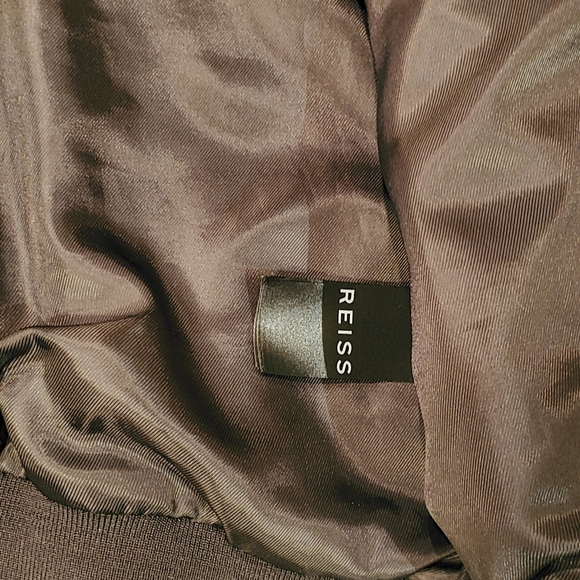 Offical Reiss Black Lamb Skin Leather Bomber Jacke - Picture 4 of 7